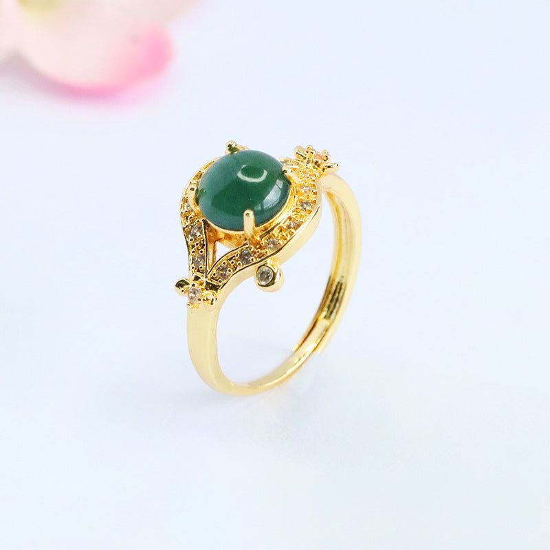 Blue Water Jadeite Dewdrop Ring