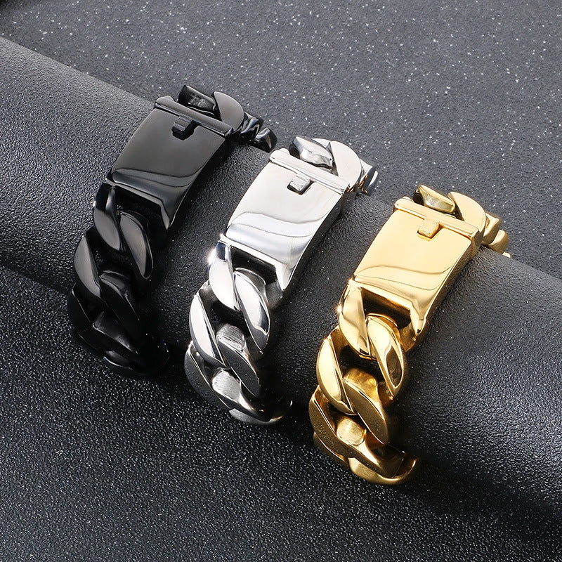 Planderful Cuban Chain Titanium Mens Bracelet Stylish