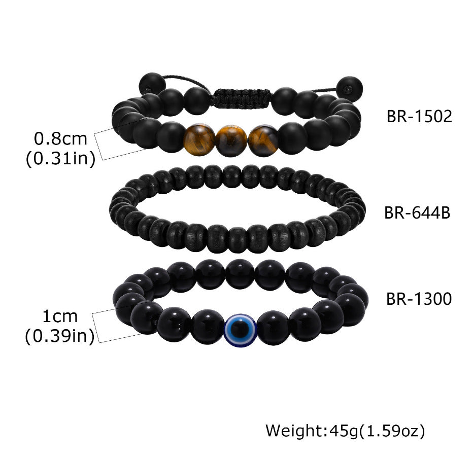 Flower Tiger's Eye Braided Adjustable Stainless Steel Bracelet