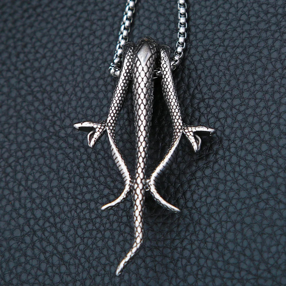 Snake Three-Headed Stainless Steel Men's Pendant Necklace