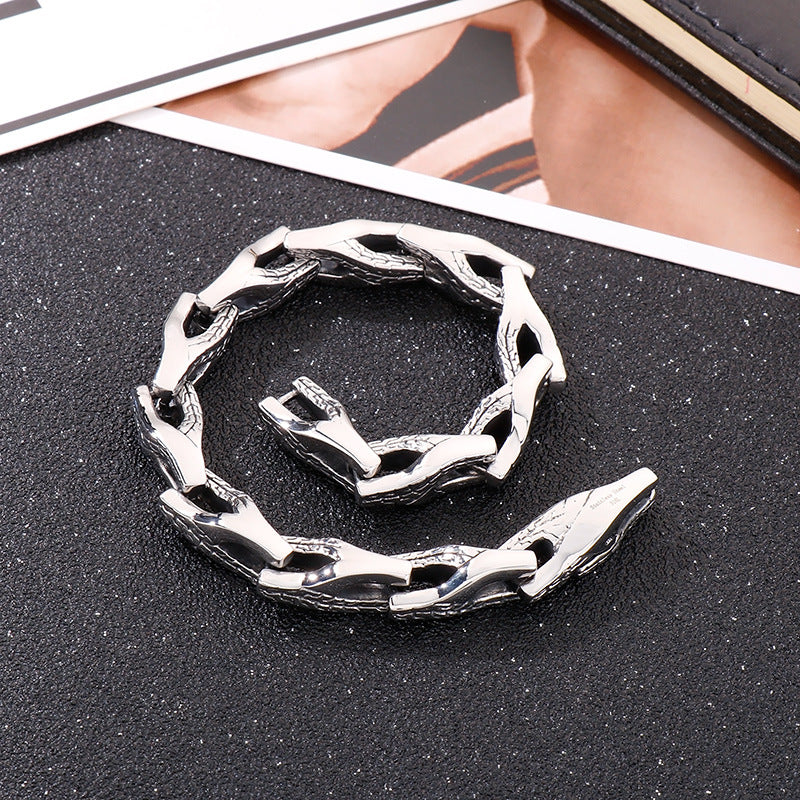 Stainless Steel – Snake Bone Titanium Steel Men's Bracelet