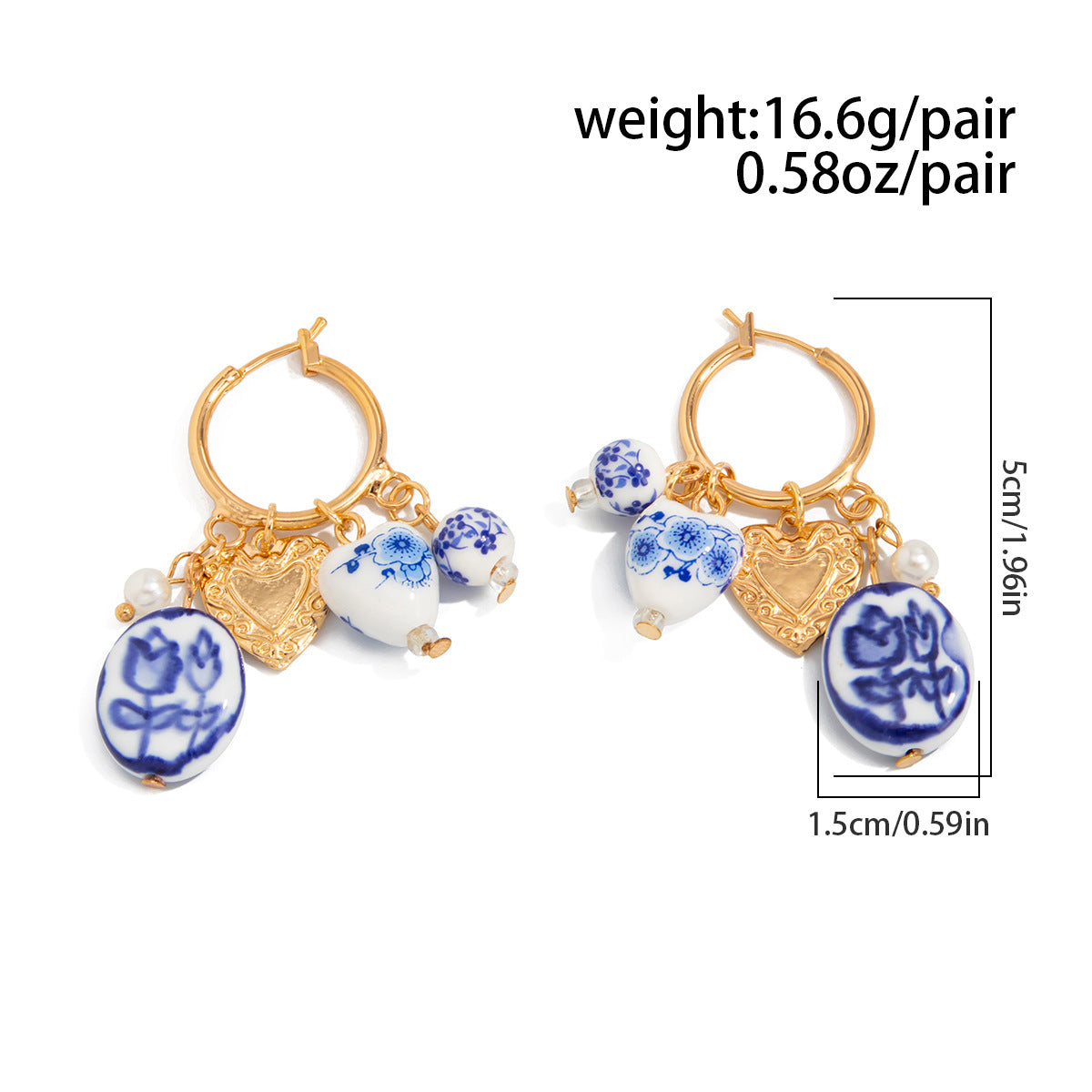 Planderful Pearl Heart Pendant Earrings Vienna Verve For Women Ceramic Flower Design Stunning Statement Jewelry