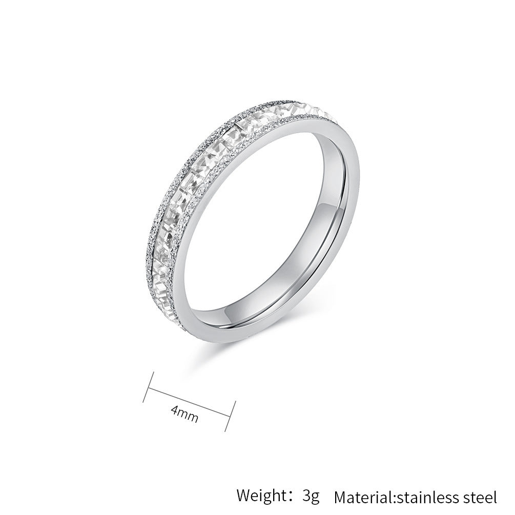 Planderful Korean Style Zircon Ring Gold Plated Titanium Steel For Women Luxurious Everyday Genie Jewelry