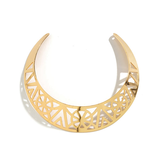 European and American Inspired Ethnic Choker Necklace with Geometric African Collar