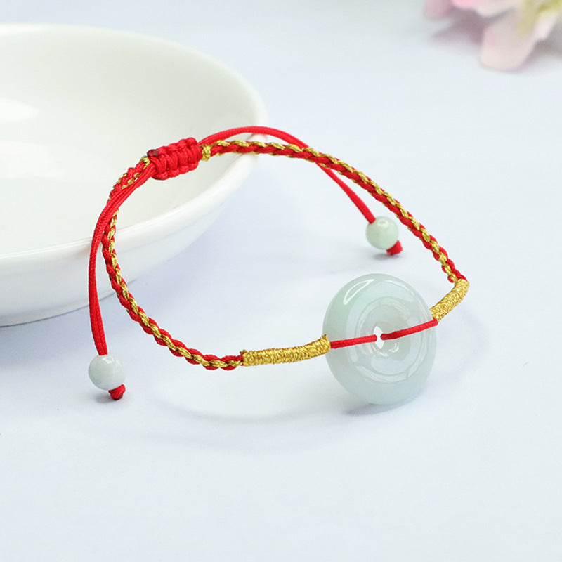 Jadeite Peace Buckle & Red Cord Bracelet