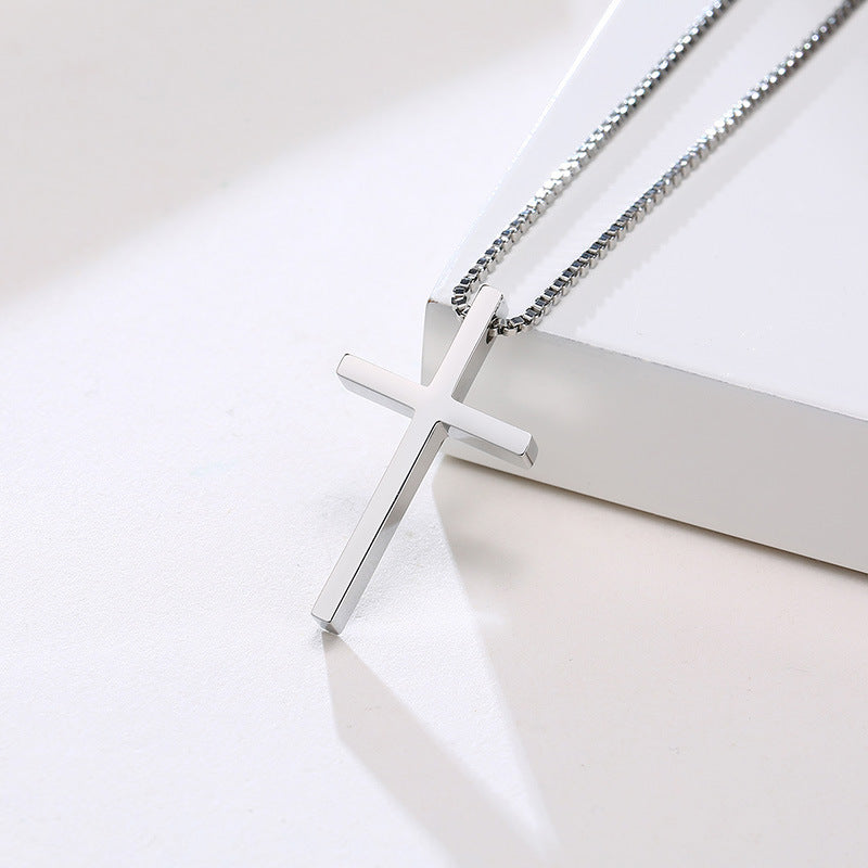 Stainless Steel Cross Box Chain Necklace Gold Female Fashion
