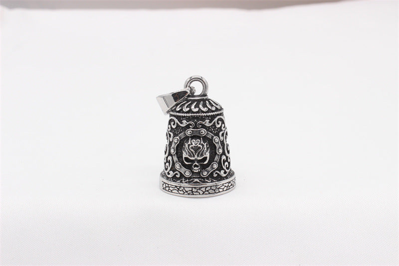 Titanium Steel Skull Pendant For Men Unisex Retro Bell Design Protection Statement Planderful Everyday Genie