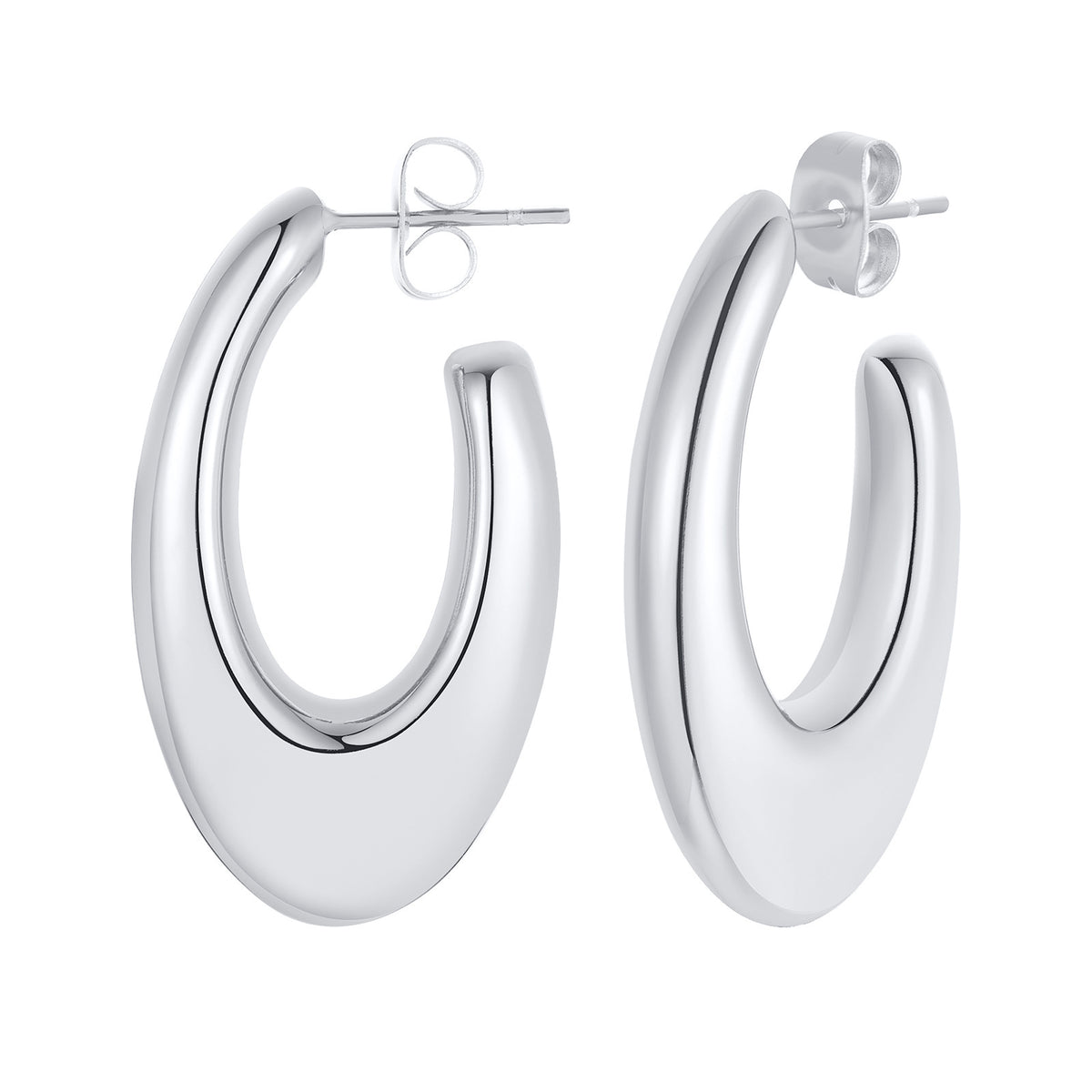 Gold-Tone Sculptural Oval Open Hoop Earrings
