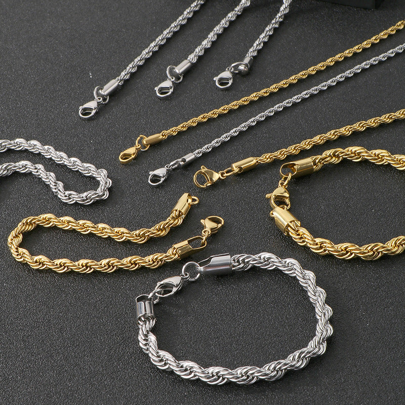 Twist Twist Rope Bracelet – In Europe & The United States – Stainless Steel Twist Chain