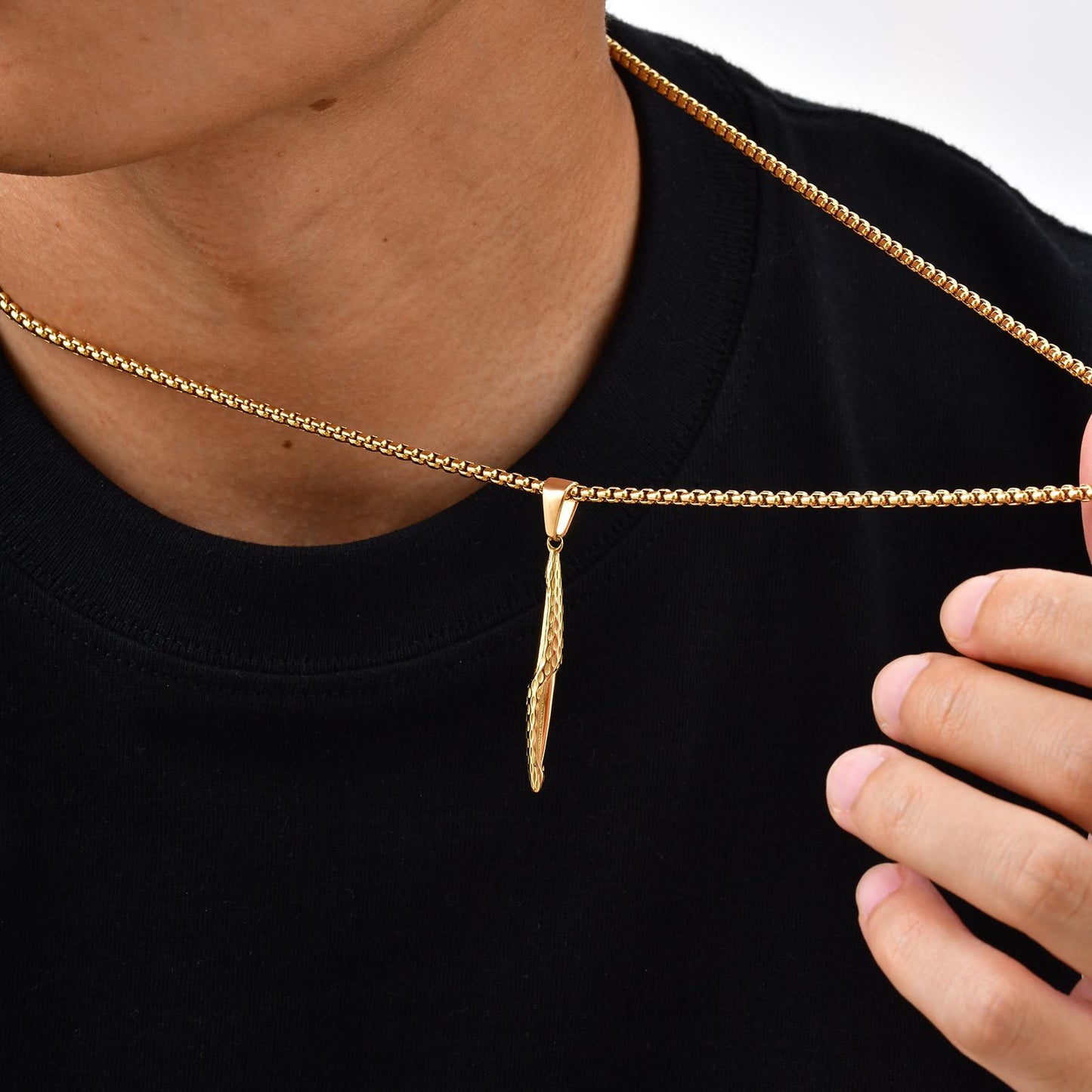 Planderful Black Stainless Steel Hammer Strip Pendant For Men