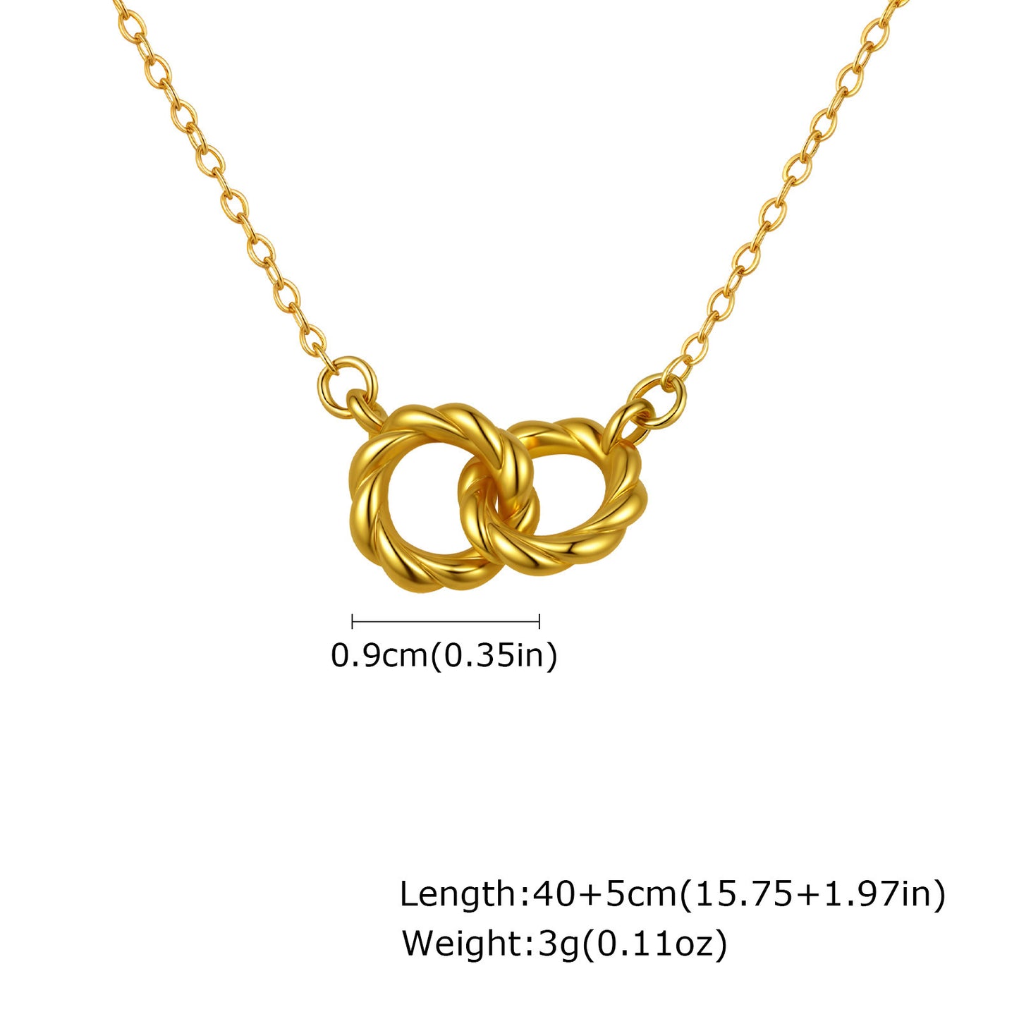 Style Women's Collarbone Chain Stainless Steel Twist Double Ring Necklace
