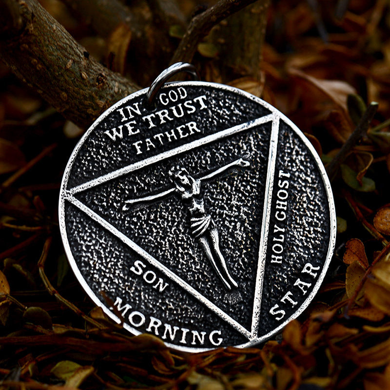 Men's Stainless Steel Pentagram Pendant - Cross-Border Lucifer Satan Jewelry in Titanium Steel