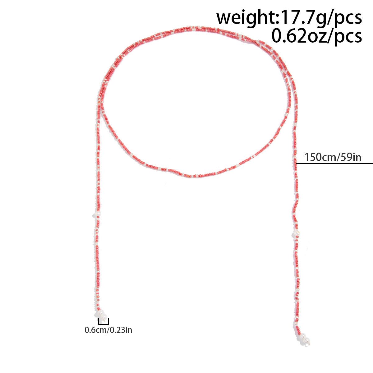 Long Winding Y-Shaped Fringed Pearl Necklace Holiday Style Red Rice Beads Beaded