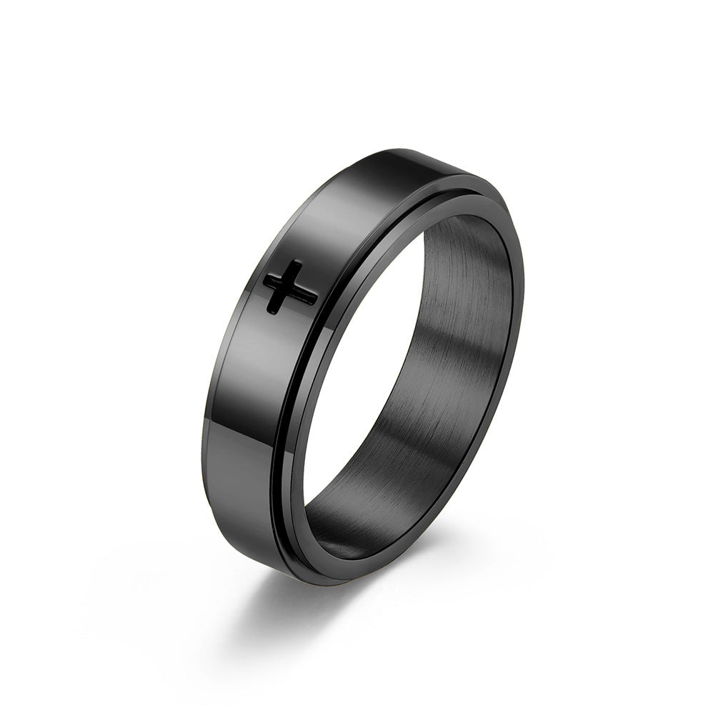 Steel Ring - Elegant Cross Rotating Ring for Couples, Anxiety Relief, Fade-Resistant