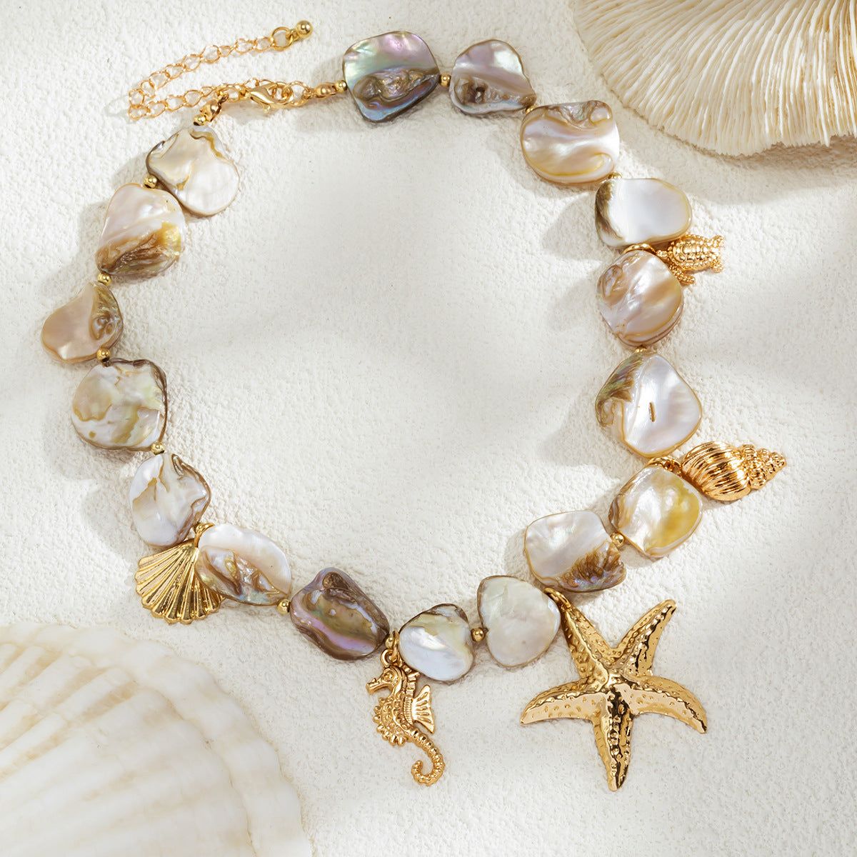 Ocean Wind Shell Piece Starfish Necklace Vacation Irregular Necklace