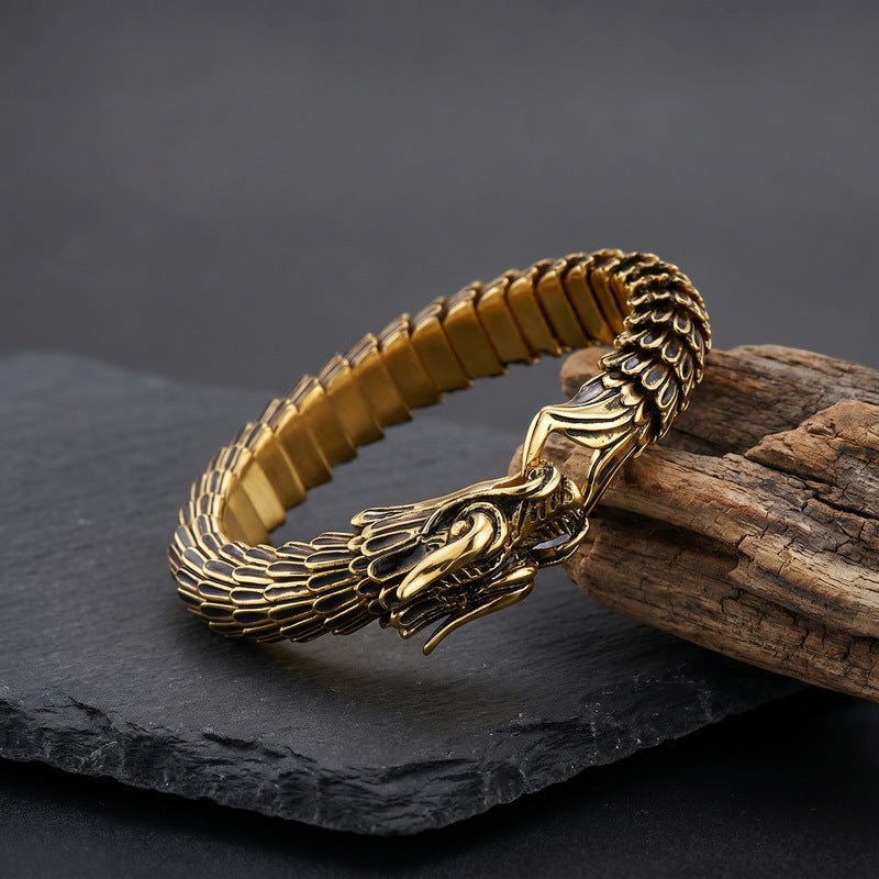 Zodiac Dragon Bracelet – Dragon Scale Pattern Men's Bracelet Stainless Steel Keel