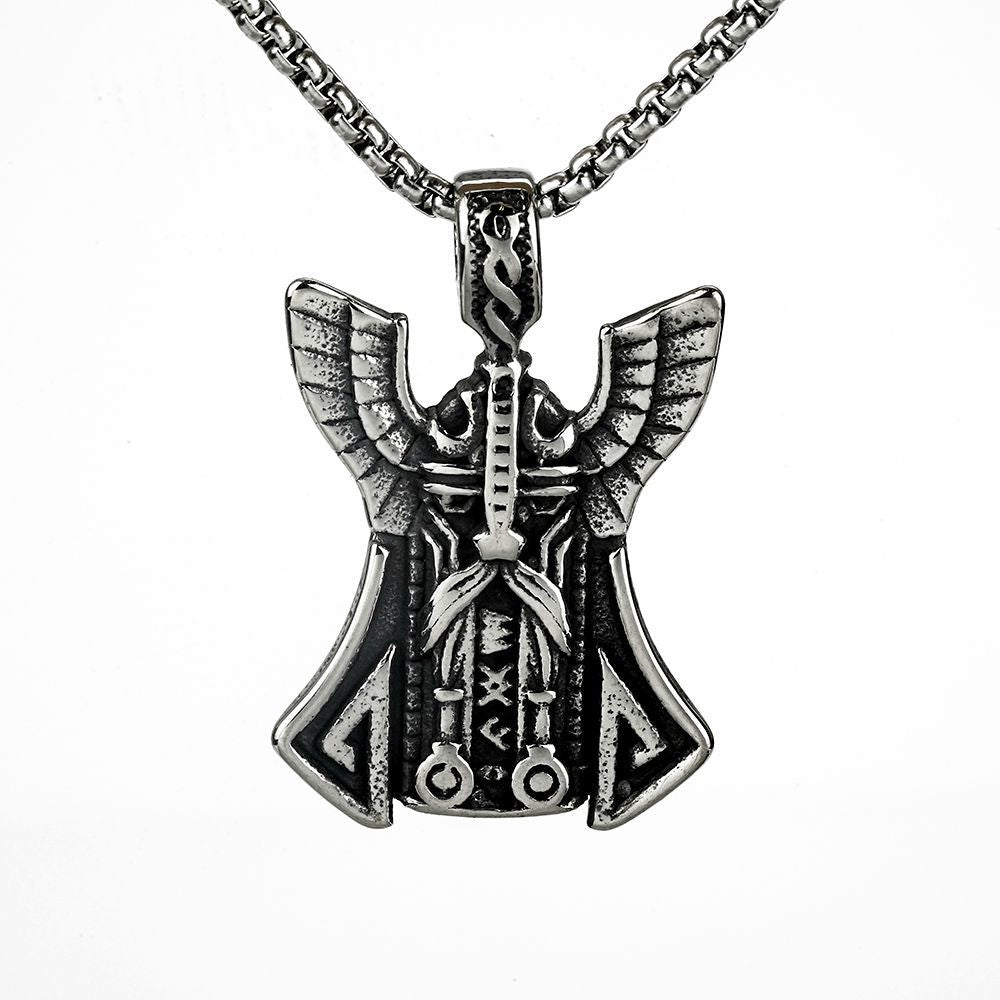 European and American Jewelry Wholesale Titanium Steel Men's Pendant Necklace Retro Viking Odin Warrior
