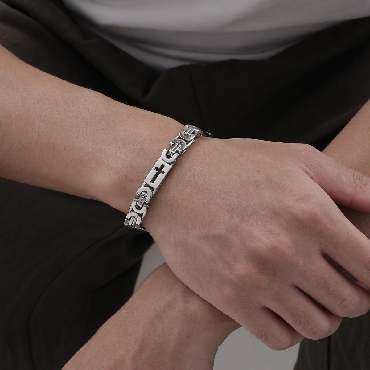 Cross Stainless Steel Bracelet for Men