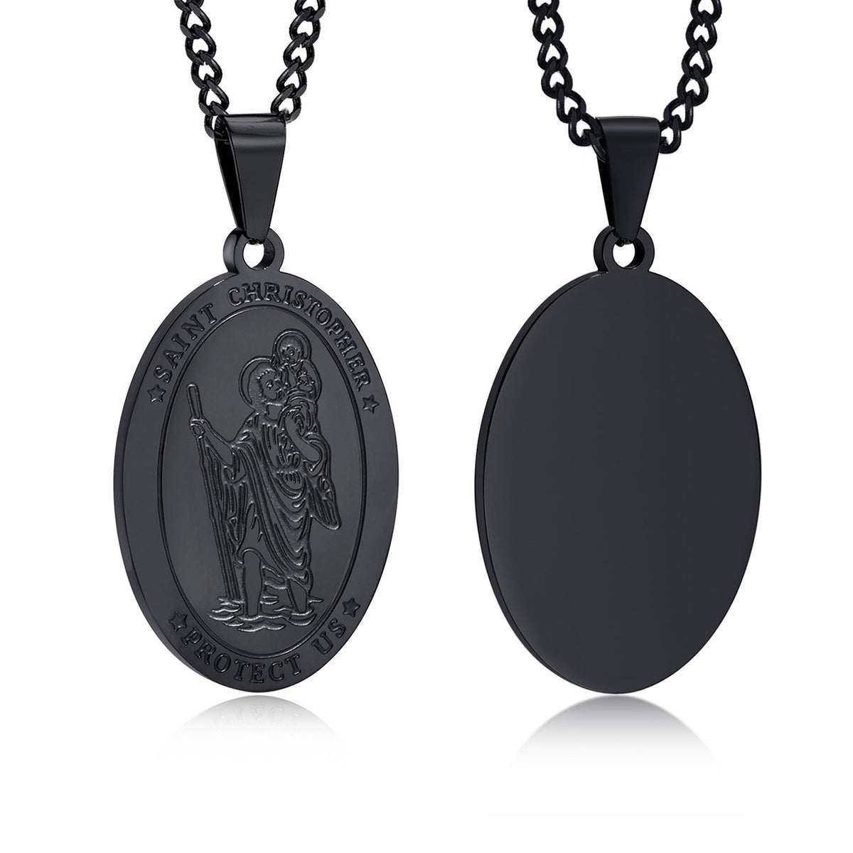 Saint Christopher Vintage Black Stainless Steel Pendant for Men