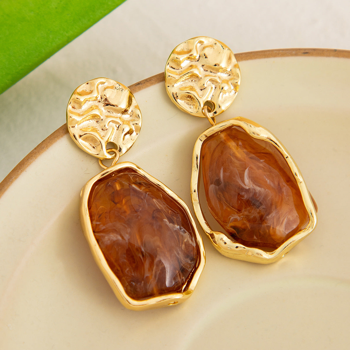 Planderful Vienna Verve Geometric Resin Earrings For Modern Women Bold Statement