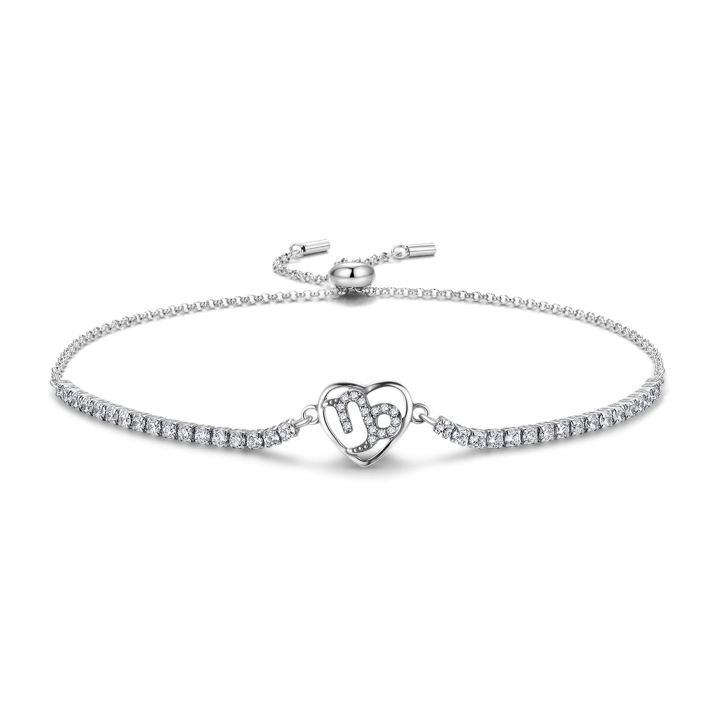 Planderful Jewelry Twelve Constellations Sterling Silver Zircon Bracelet Adjustable Length