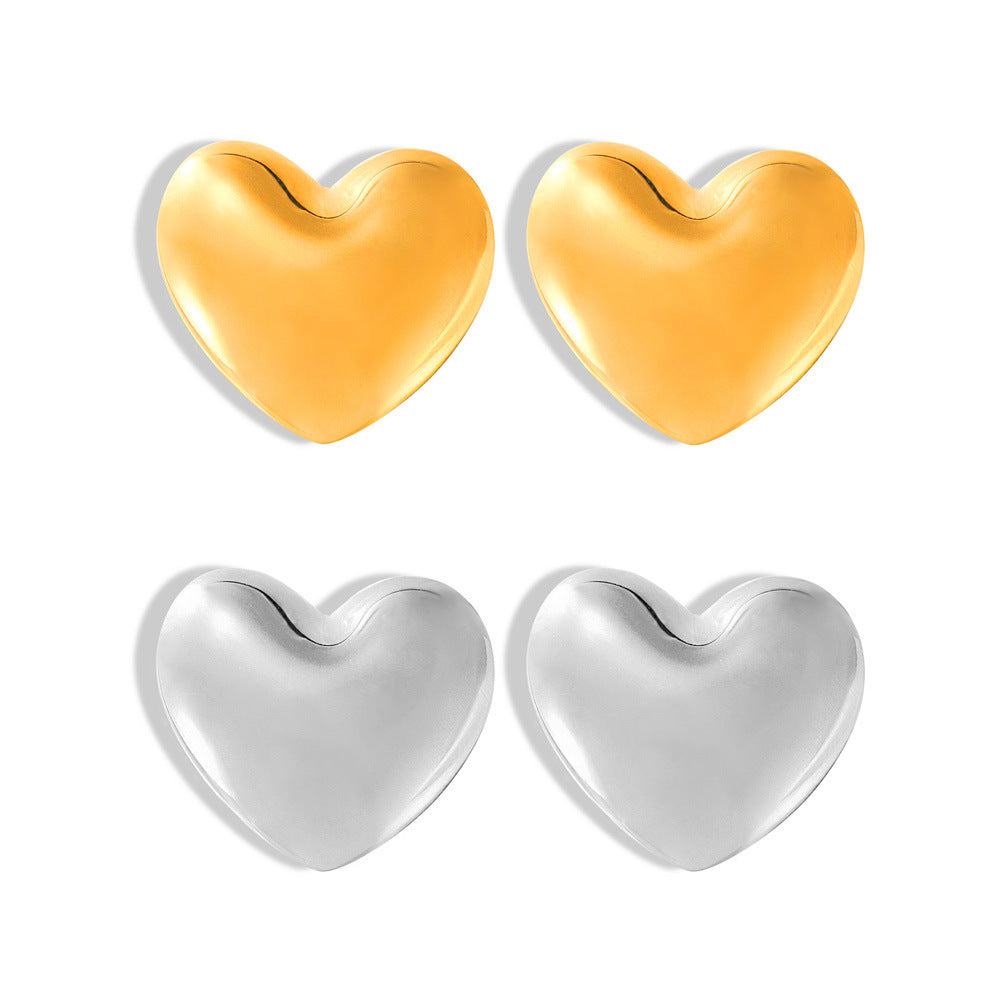 Elegant Love Shape Gold-Plated Stud Earrings crafted from Titanium Steel