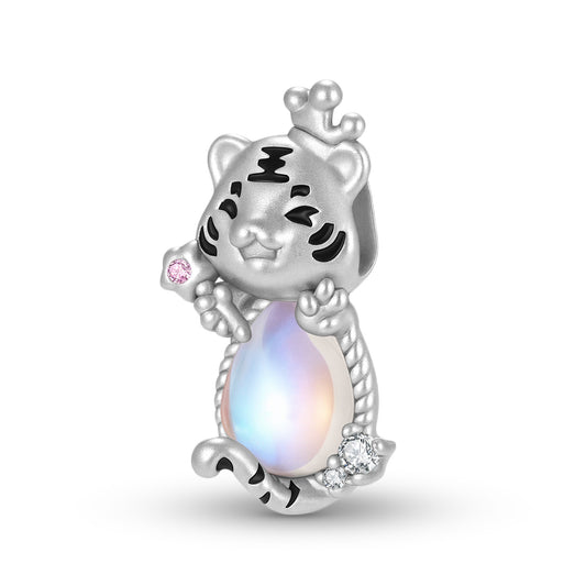 Planderful Jewelry Moonstone Bracelet Sterling Silver Beading Pendant Tiger Inspired