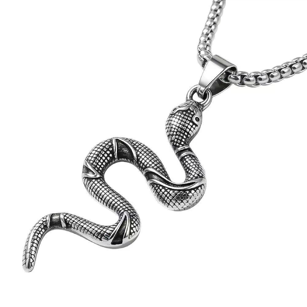 Personalized Retro Snake Pendant Titanium Steel Unisex Necklace By Planderful Gift For Jewelry Lovers