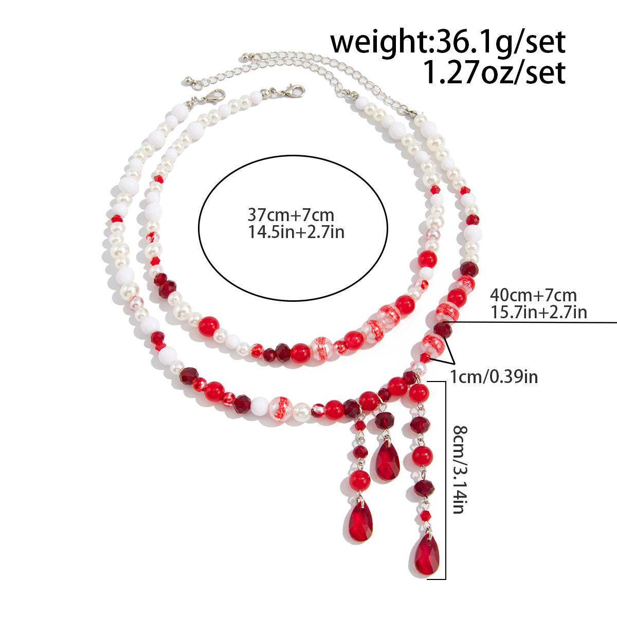 Gothic Pearl Blood-Drip Fringe Necklace