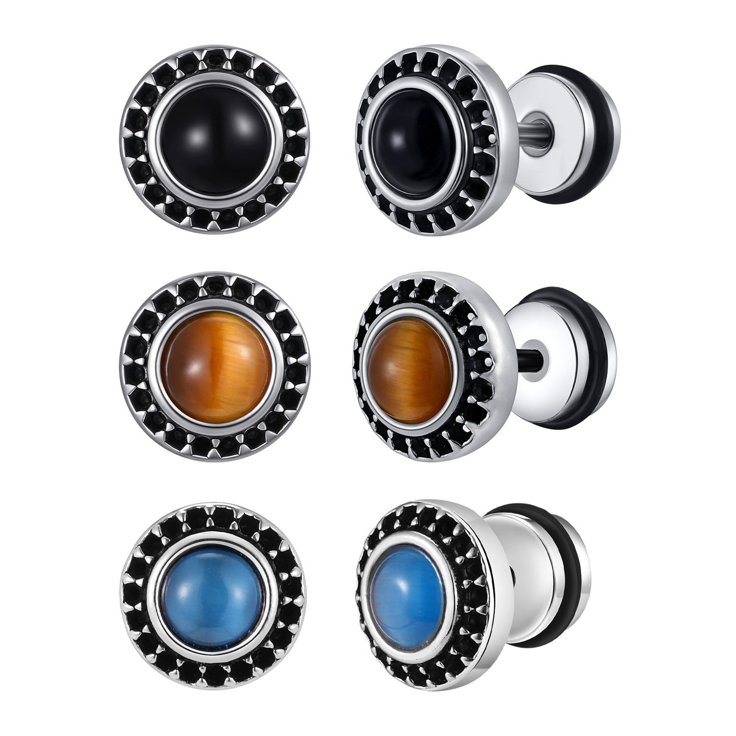 Planderful Retro Rock Stud Earrings For Men Personalized