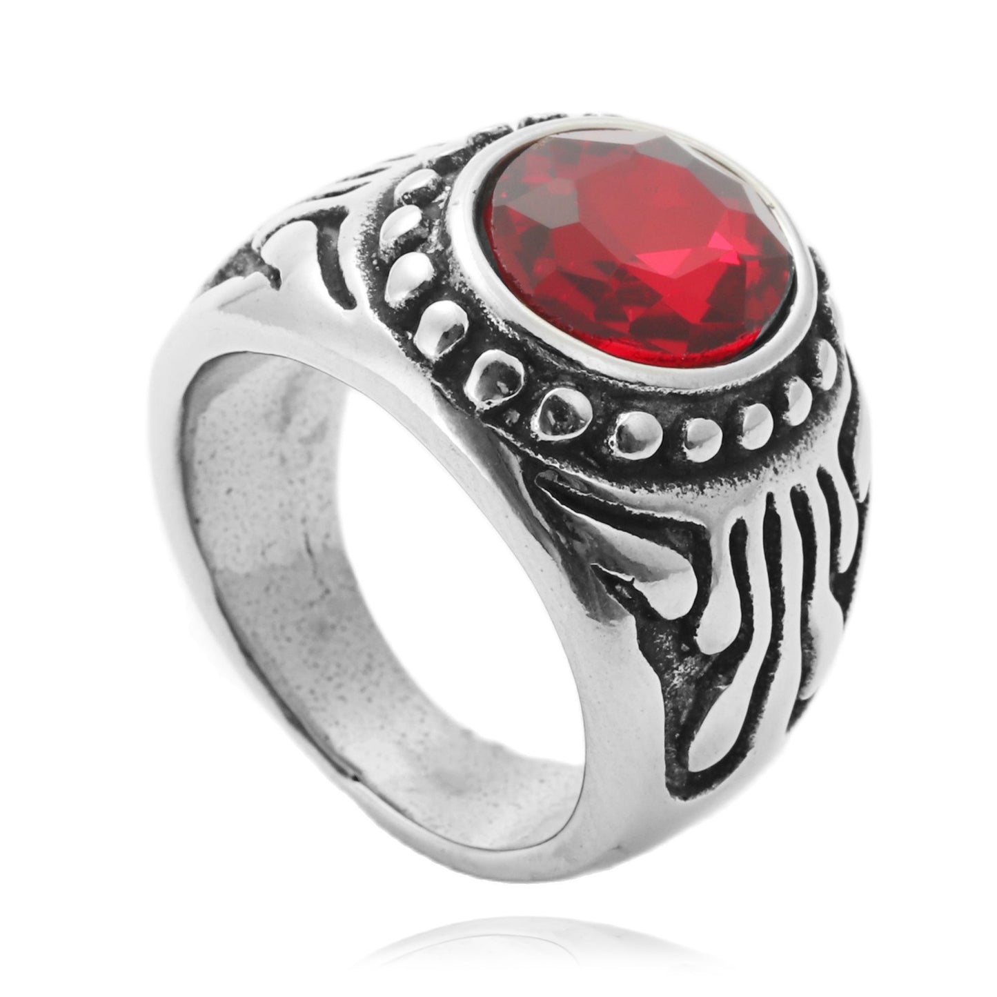 Titanium Steel Multi-Color Gemstone Eagle Ring for Men - Retro Punk Trendy Design