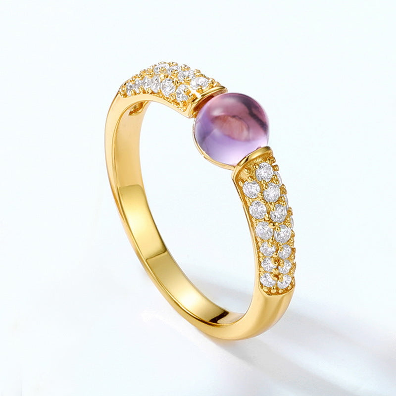 S925 Sterling Silver Colored Crystal Signature Ring