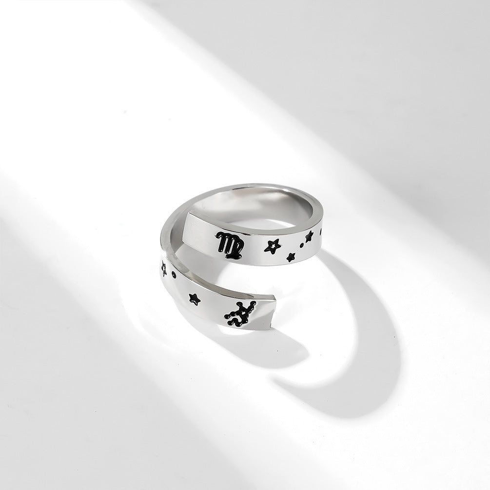 Neutral Cold Wind Twelve Constellations Adjustable Ring