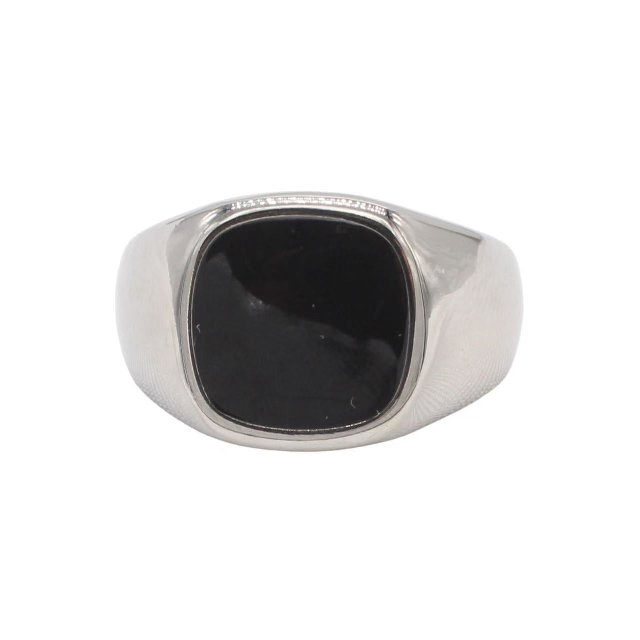 Planderful Jewelry Titanium Steel Ring Epoxy Square Design, Modern Minimal Band Luxury