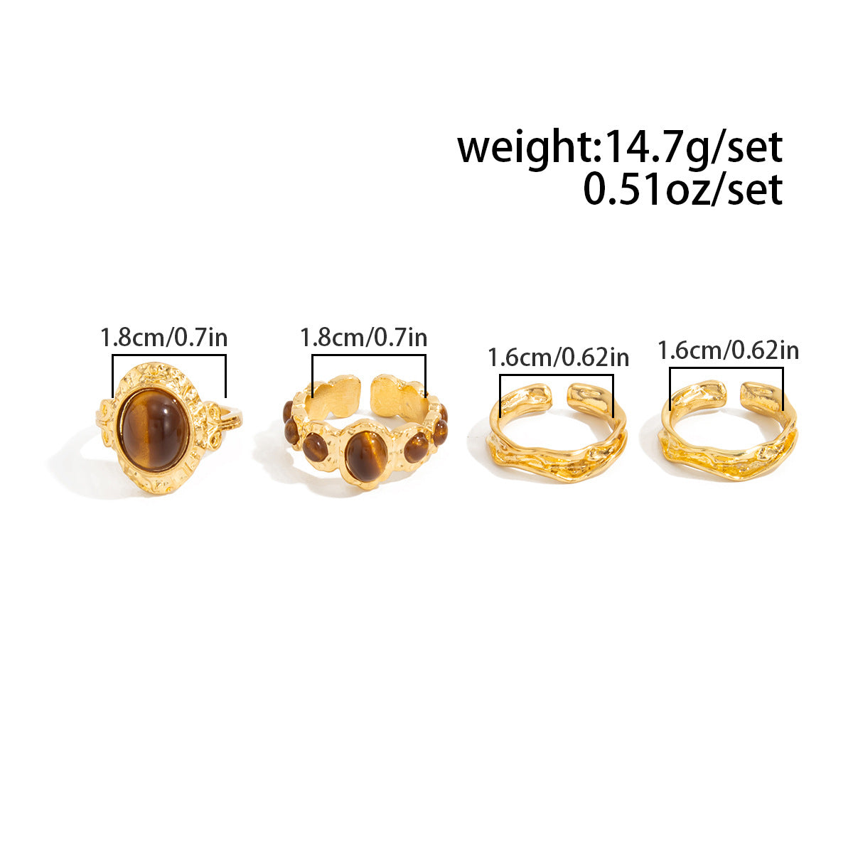 Tiger Eye Open Ring Planderful Collection Vienna Verve For Women Statement Lava Stone Jewelry