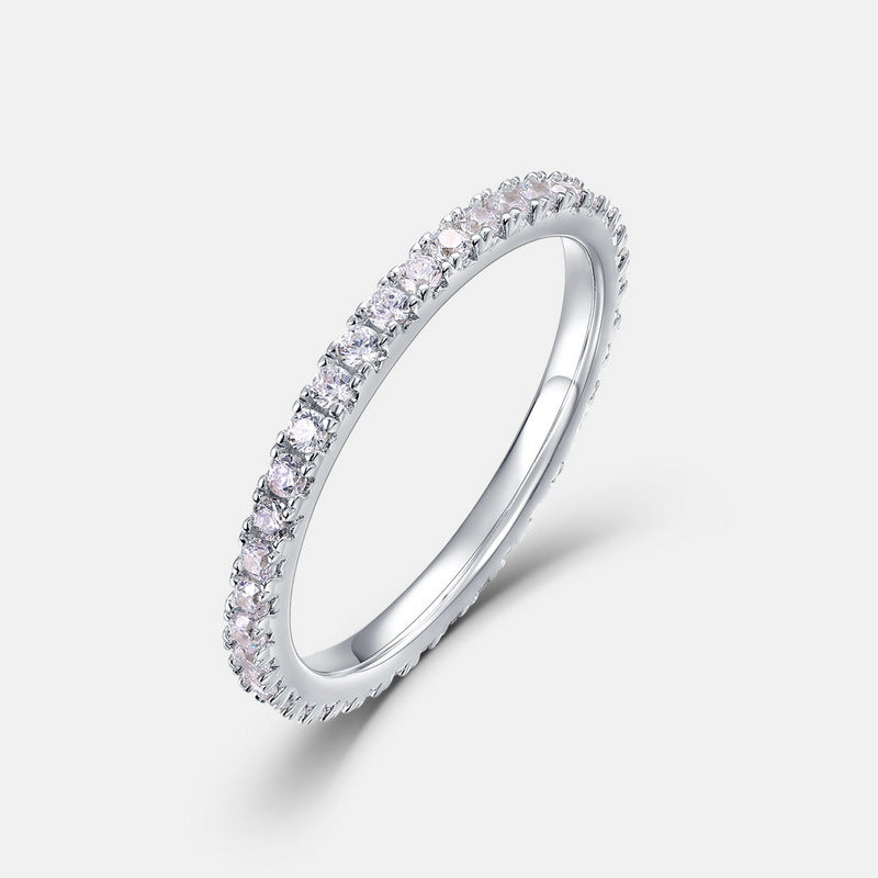 S925 Sterling Silver Zircon Geometric Single-Row Ring