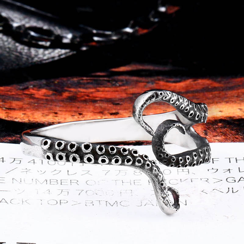 Retro Adjustable Stainless Steel Octopus Ring for Men and Women – Korean Style Personalized Jewelry