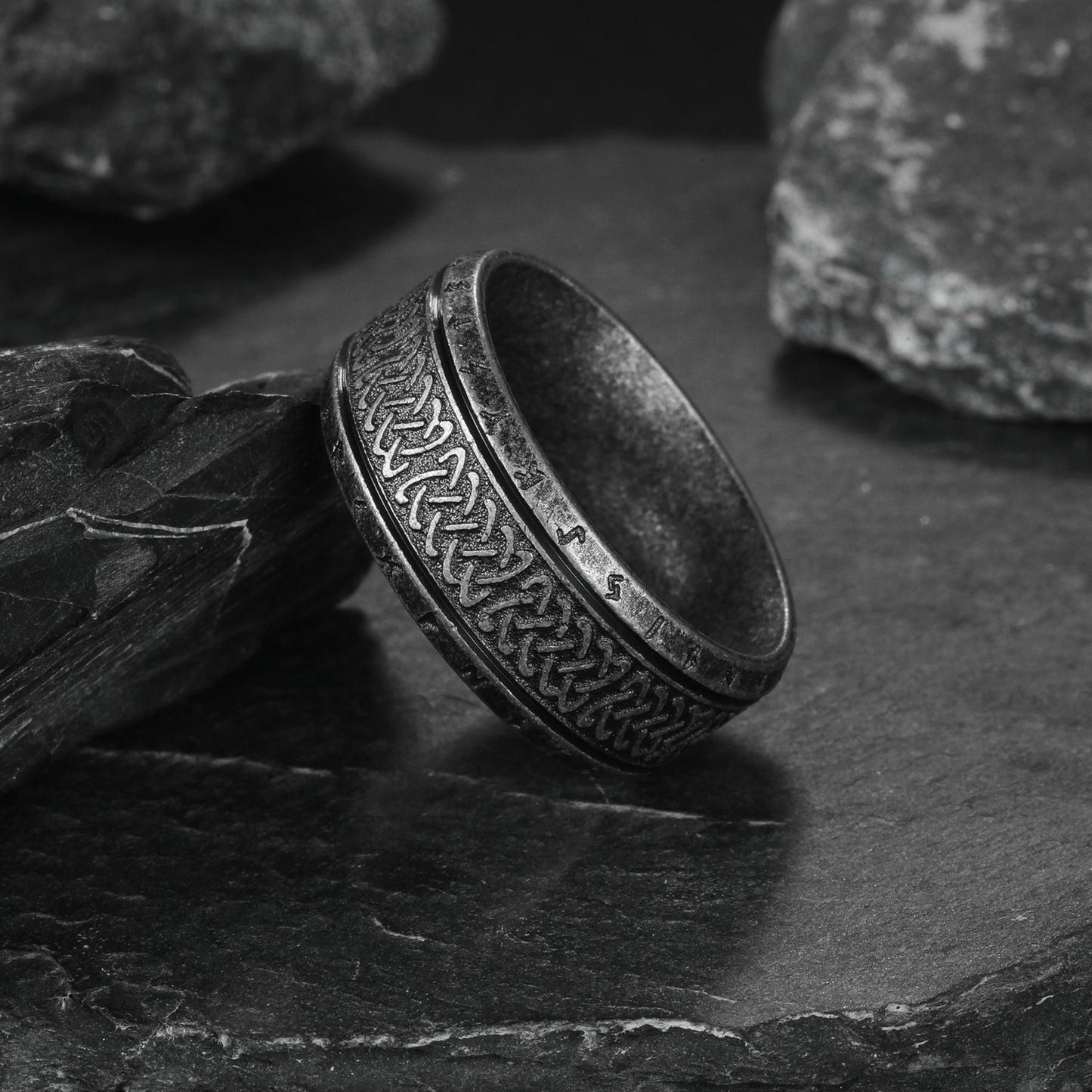 Luhn Rune Titanium Ring by Planderful for Men Viking Protection Jewelry Unisex Fashion Statement