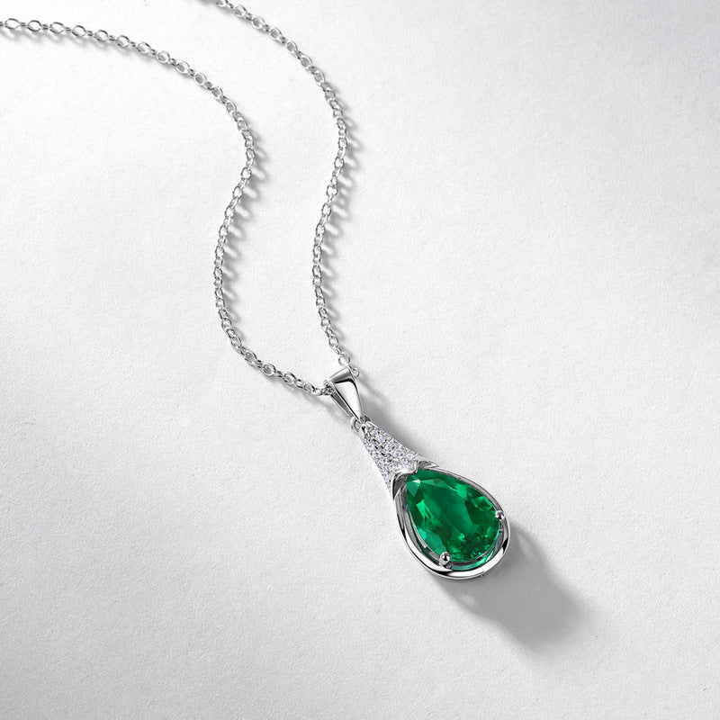 Planderful Gala Fireworks Necklace – Elegant Water Drop-shaped Lab Grown Emeralds
