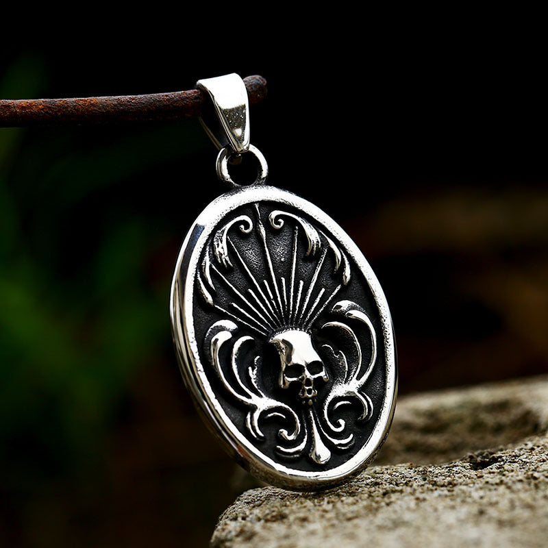 Retro Stainless Steel Skull Pendant for Men - European and American Inspired Titanium Jewelry