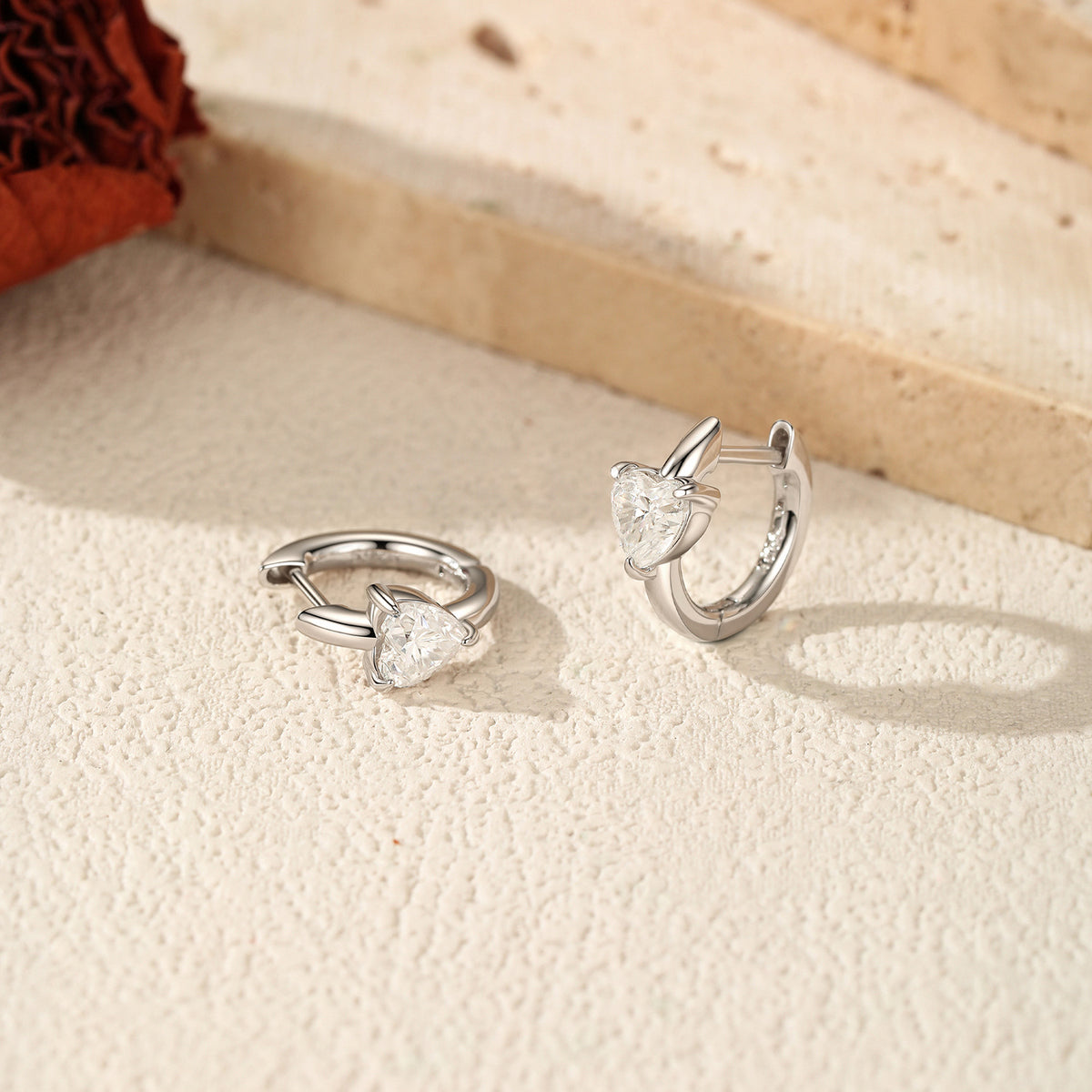 925 Sterling Silver 0.50 ct Heart Moissanite Earrings
