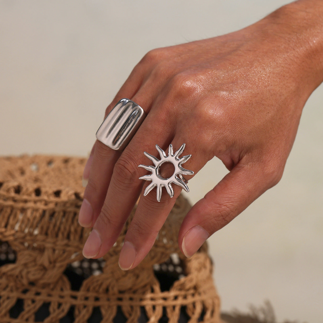 Planderful Geometric Wide Ring 18K Gold Plated Index Finger