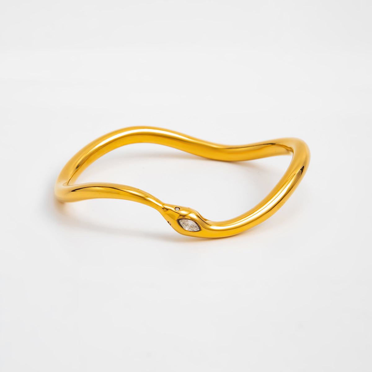 Serpentine Corrugated Star Zircon Opening Bracelet Stainless Steel Full Of Zircon