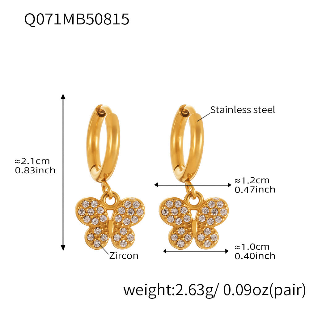 Planderful Zircon Earrings Butterfly Pendant For Fairy Fans