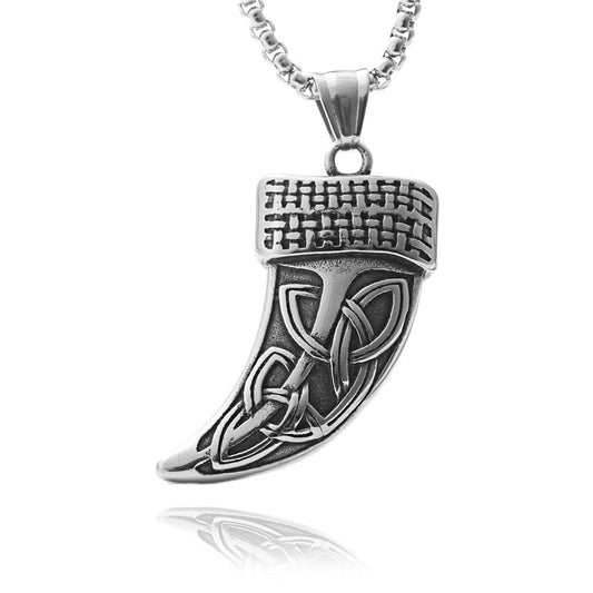 Titanium Steel Personalized Tiger Fang Pendant Necklace for Men - Retro Punk Style