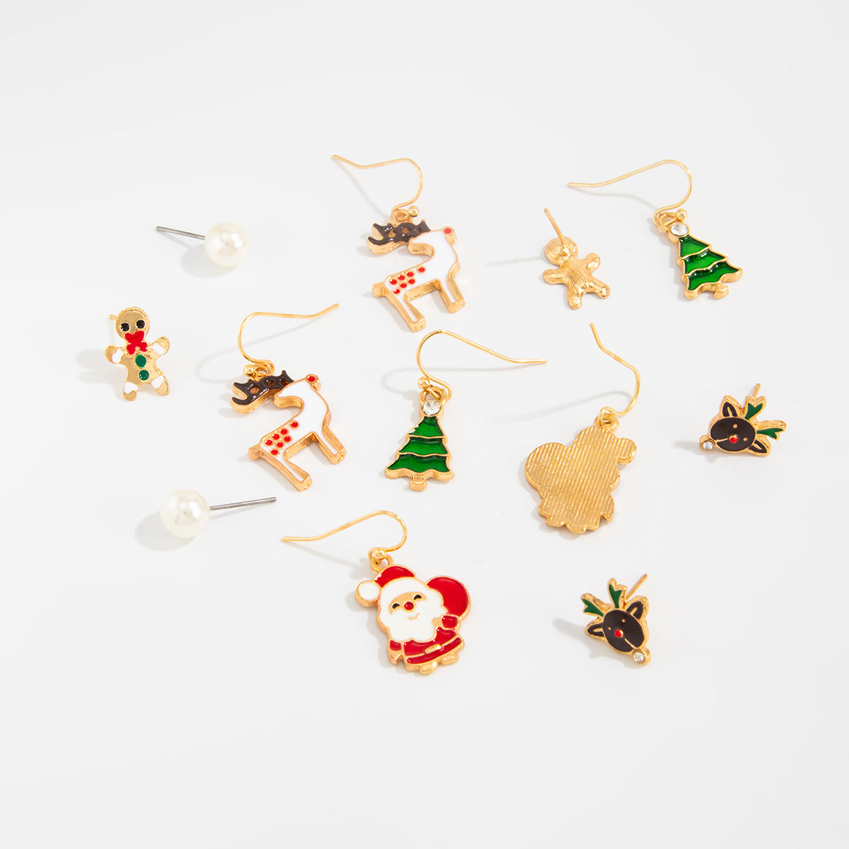 Planderful Christmas Snowflake Bell Earrings Set For Women Festive Pearl Elk Santa Cartoon Dripping Statement