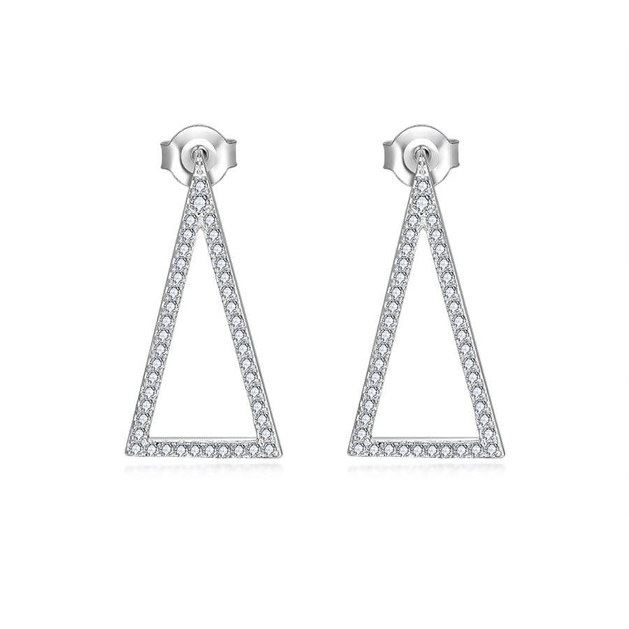 Planderful Moissanite Hollow Triangular Drop Earrings S925 Silver Sparkling For Modern Women