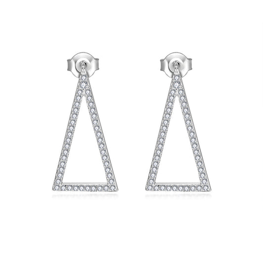 Planderful Moissanite Hollow Triangular Drop Earrings S925 Silver Sparkling For Modern Women