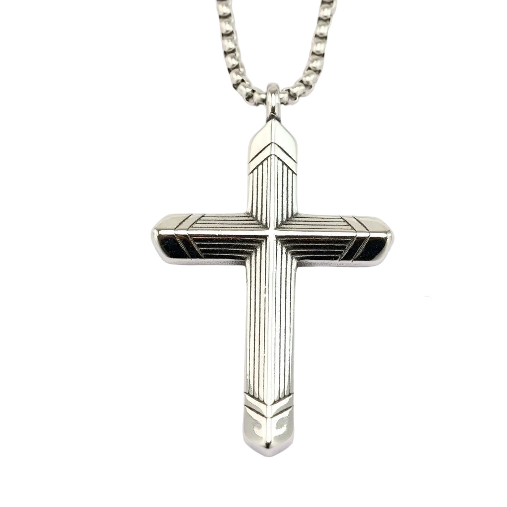 Vintage Cross Stainless Steel Pendant Necklace