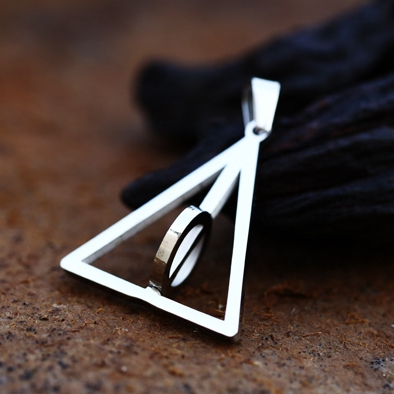 Triangular Rotating Pendant in Titanium Steel Inspired by Deathly Hallows for Men - European and American Film and Television Jewelry